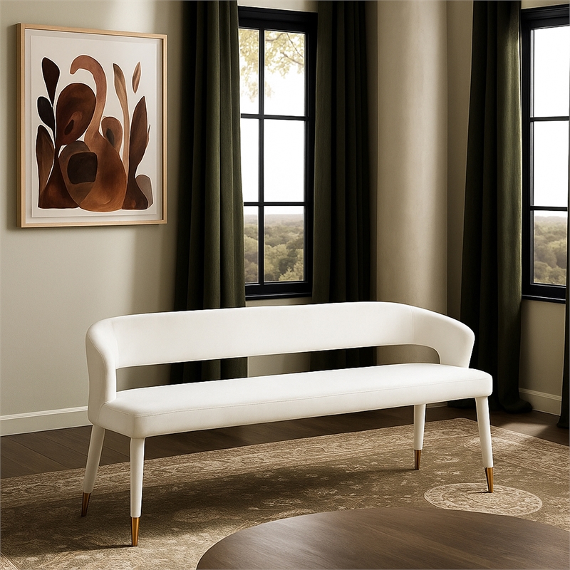 Meridian Furniture Destiny Cream Velvet Bench