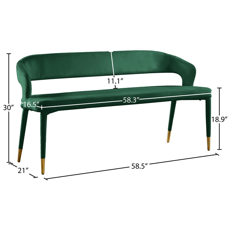 Meridian Furniture Destiny Green Velvet Bench