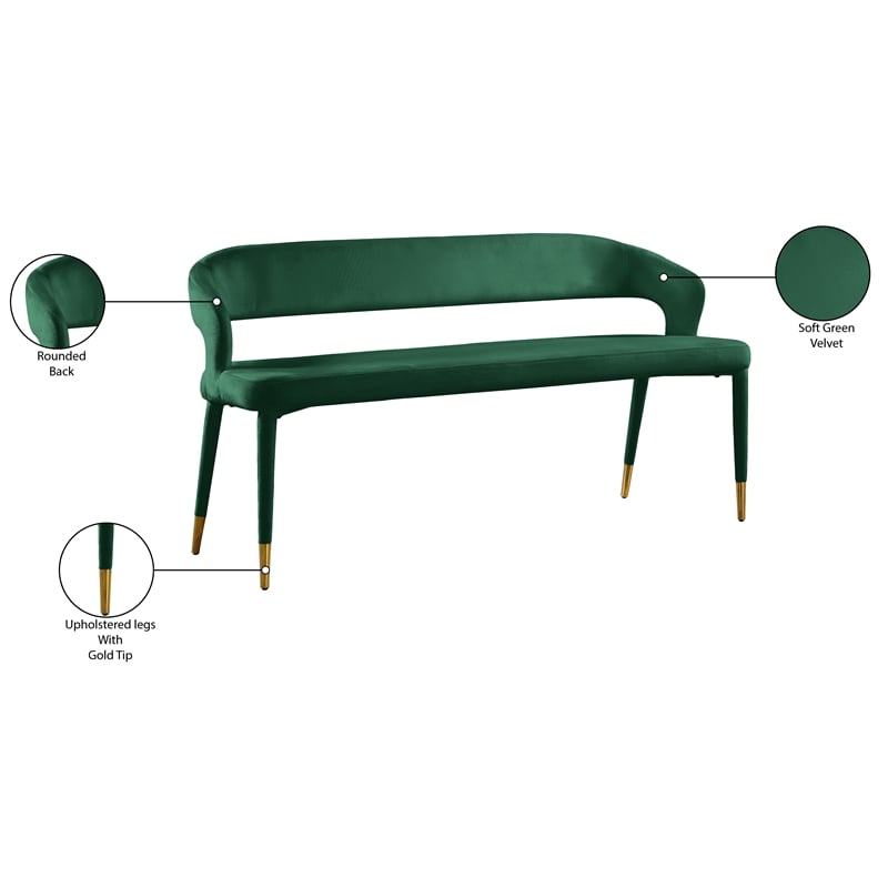 Meridian Furniture Destiny Green Velvet Bench