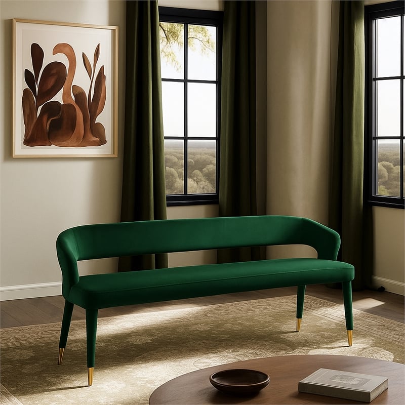 Meridian Furniture Destiny Green Velvet Bench