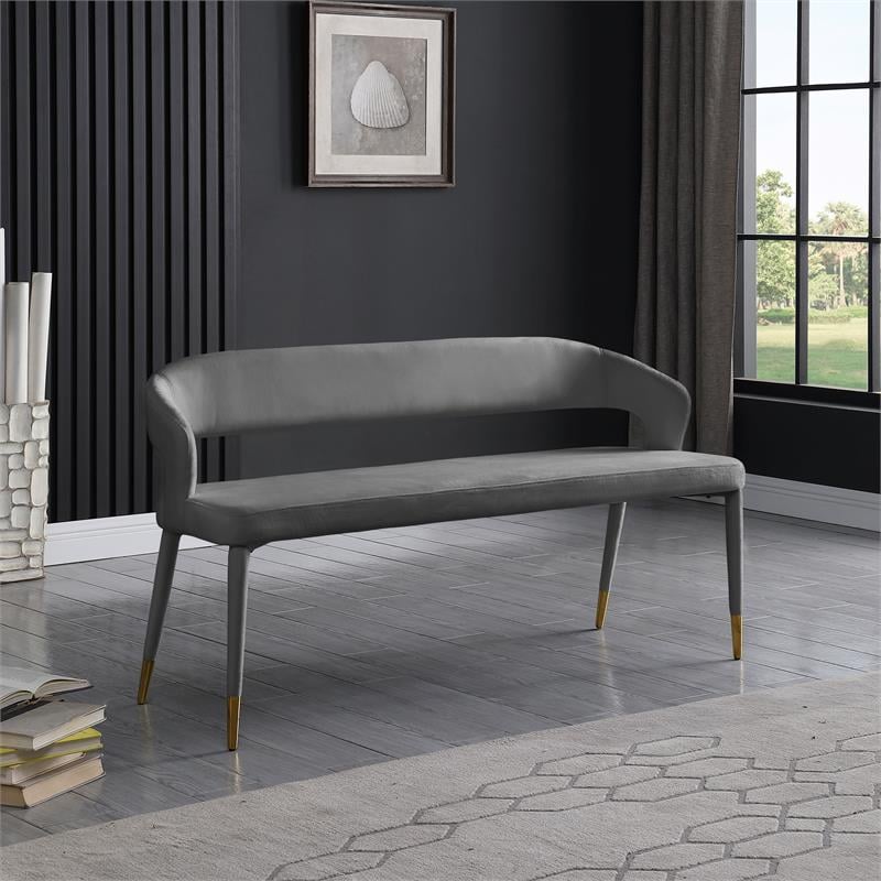 Meridian Furniture Destiny Grey Velvet Bench