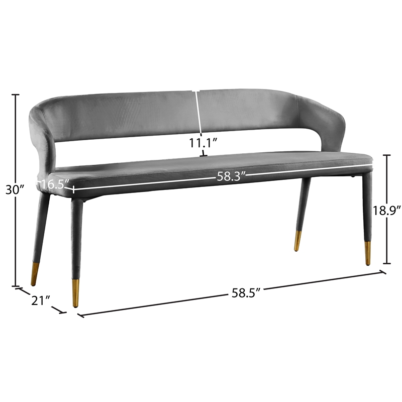 Meridian Furniture Destiny Grey Velvet Bench