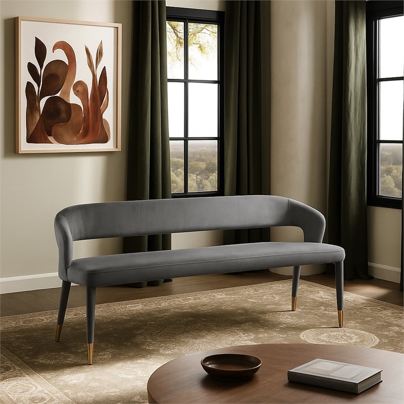 Meridian Furniture Destiny Grey Velvet Bench