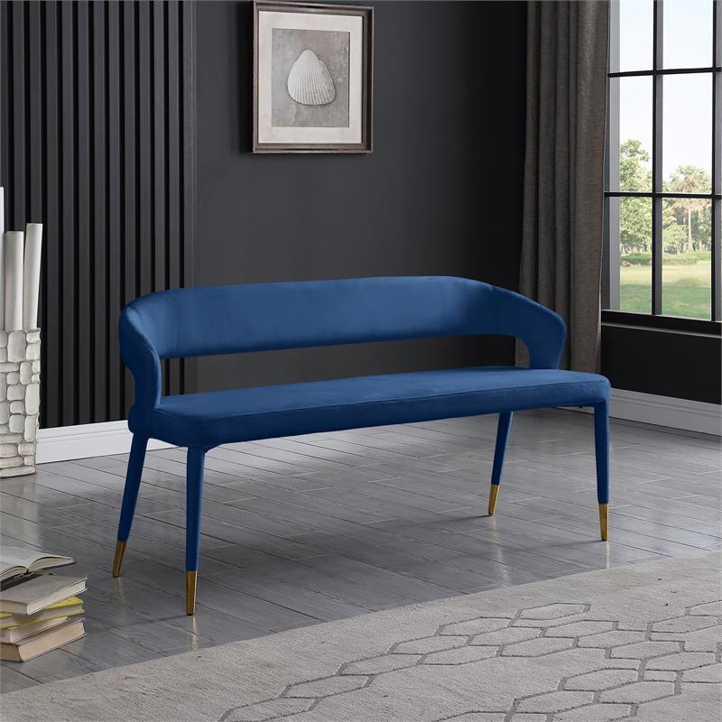 Meridian Furniture Destiny Navy Velvet Bench