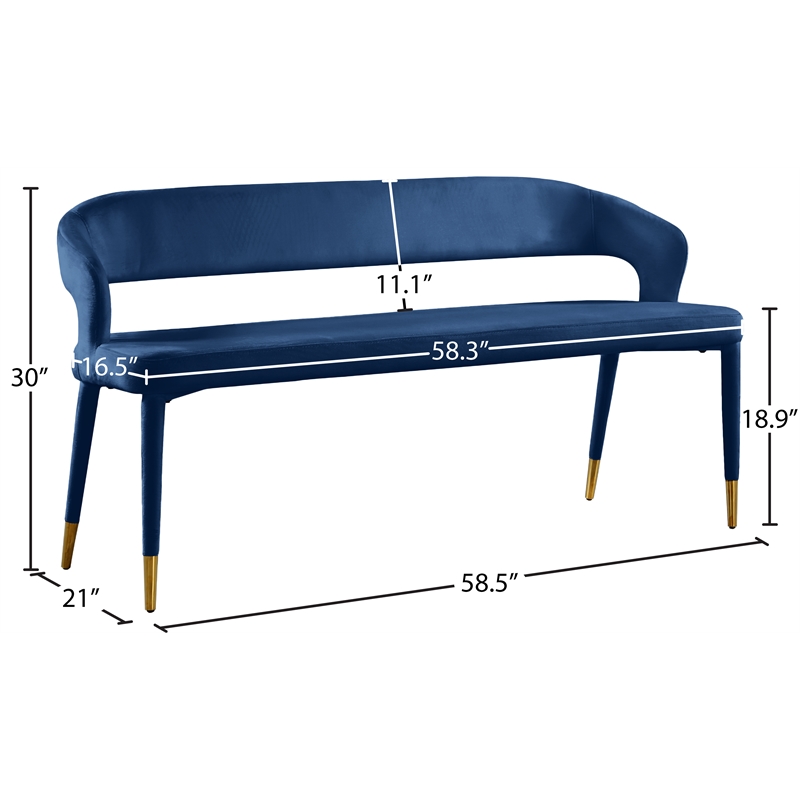 Meridian Furniture Destiny Navy Velvet Bench