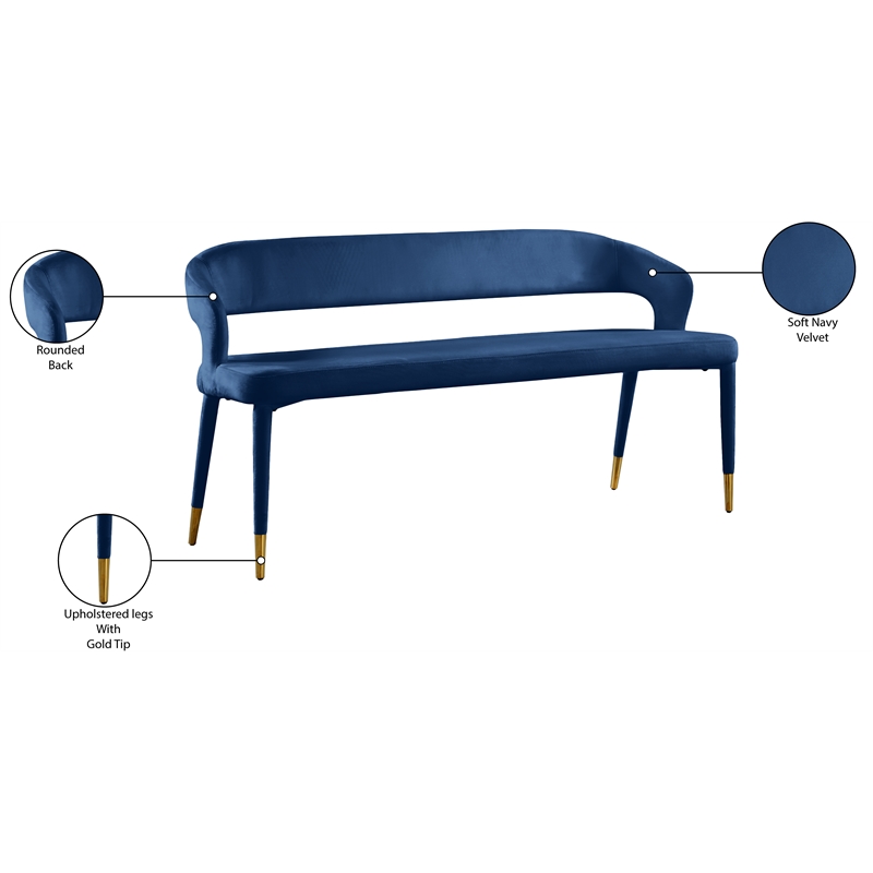 Meridian Furniture Destiny Navy Velvet Bench