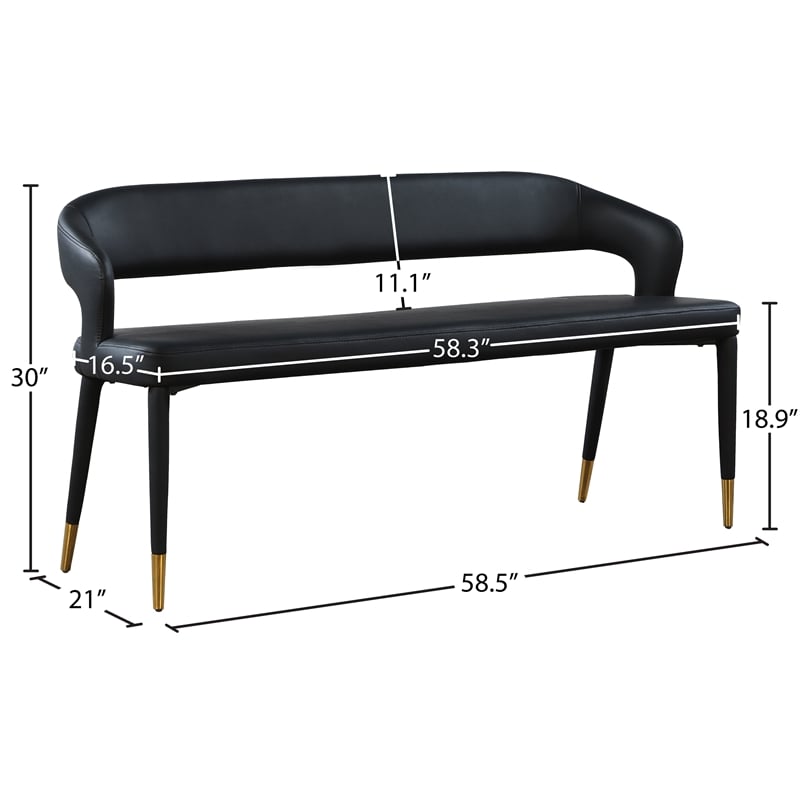 Meridian Furniture Destiny Black Vegan Leather Bench