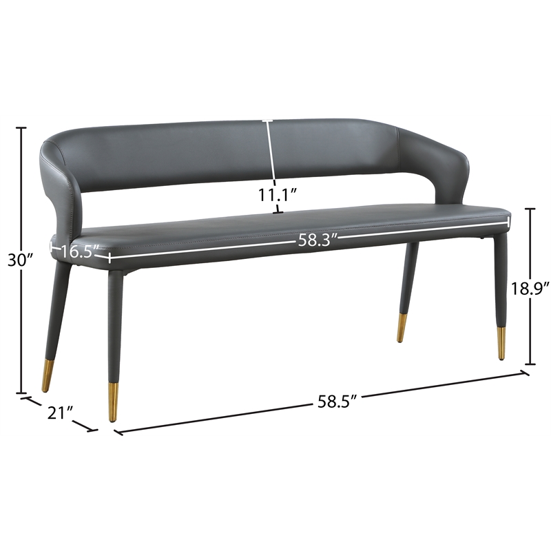 Meridian Furniture Destiny Grey Vegan Leather Bench