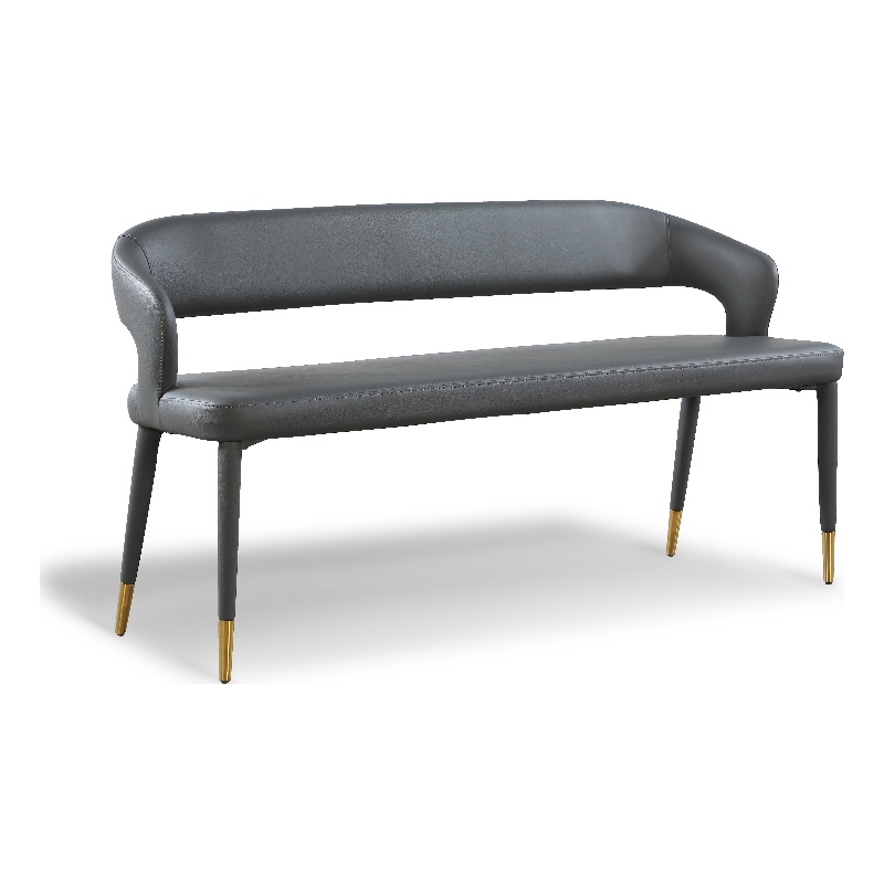 Meridian Furniture Destiny Grey Vegan Leather Bench