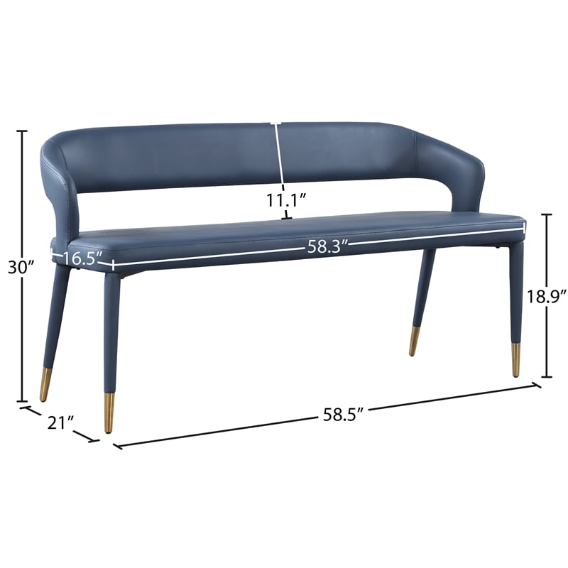 Meridian Furniture Destiny Navy Vegan Leather Bench