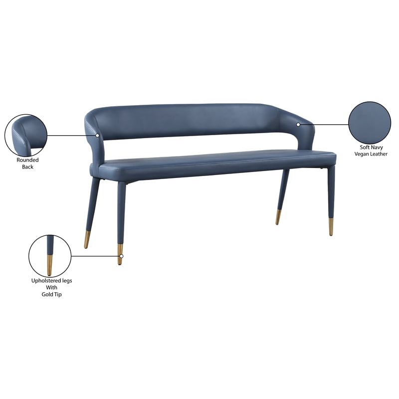 Meridian Furniture Destiny Navy Vegan Leather Bench