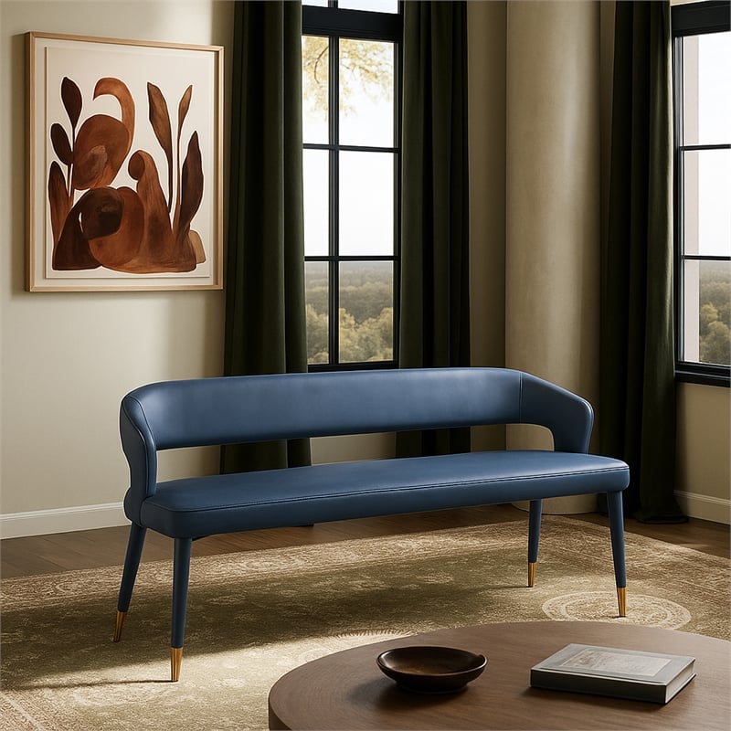 Meridian Furniture Destiny Navy Vegan Leather Bench