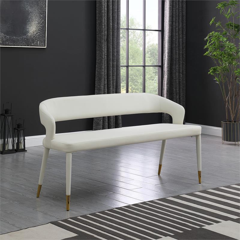 Meridian Furniture Destiny White Vegan Leather Bench