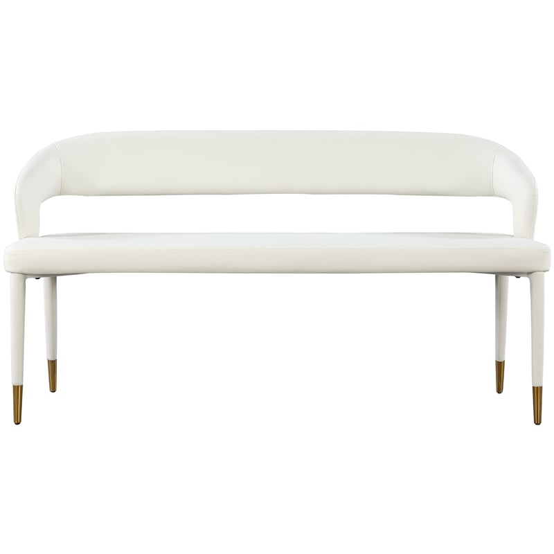 Meridian Furniture Destiny White Vegan Leather Bench