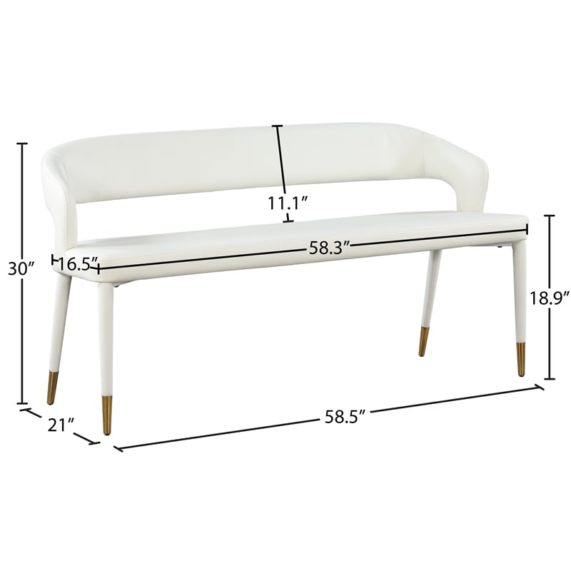 Meridian Furniture Destiny White Vegan Leather Bench