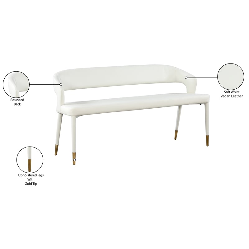 Meridian Furniture Destiny White Vegan Leather Bench