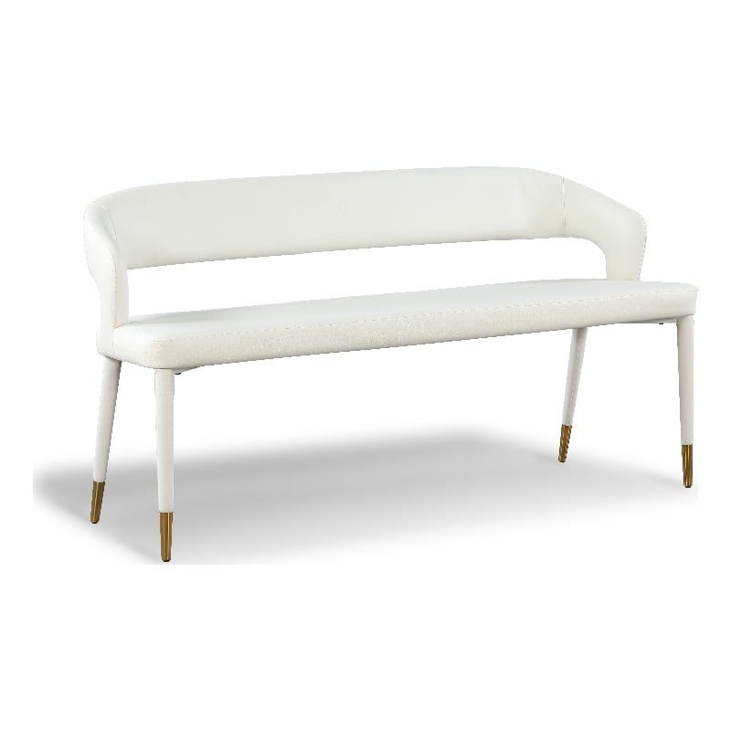 Meridian Furniture Destiny White Vegan Leather Bench