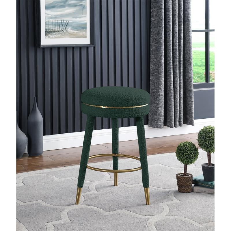 Meridian Furniture Coral Green Boucle Fabric Counter Stool