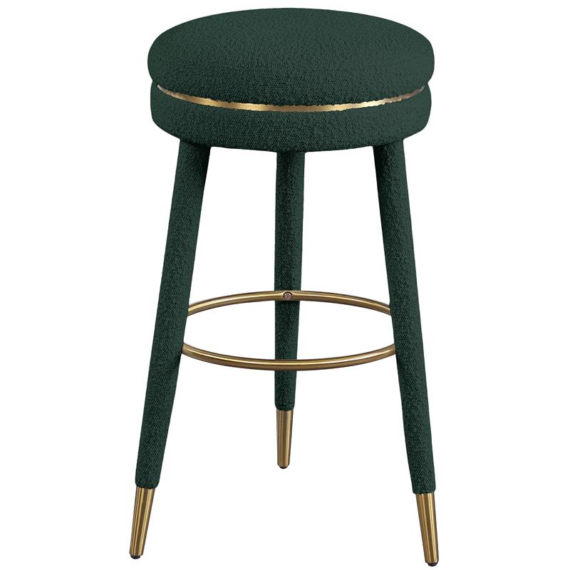 Meridian Furniture Coral Green Boucle Fabric Bar Stool