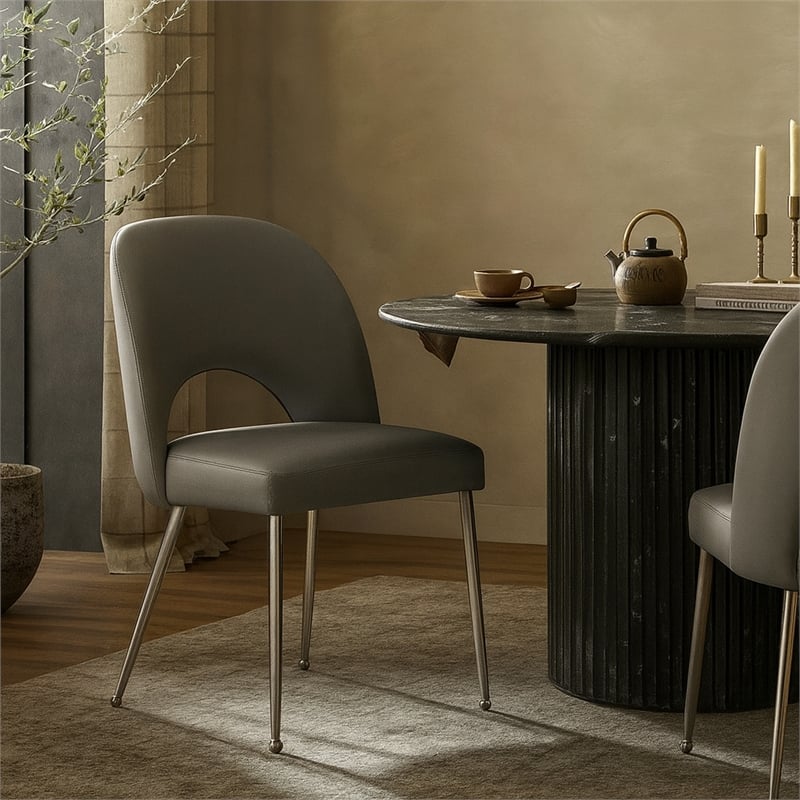 Meridian Furniture Logan Grey Vegan Leather Dining Chair