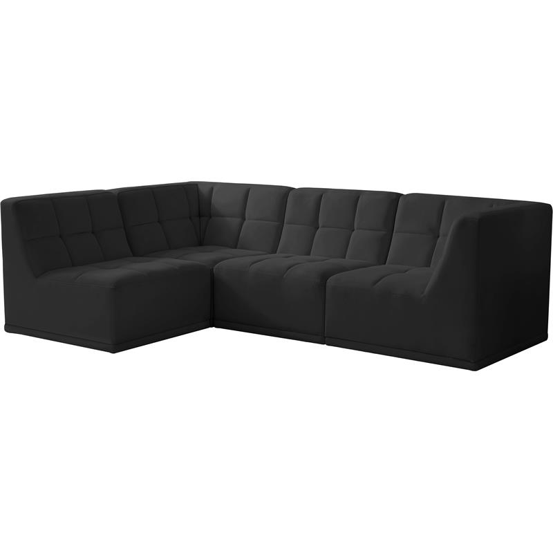 Meridian Furniture Relax Black Velvet Modular Sectional