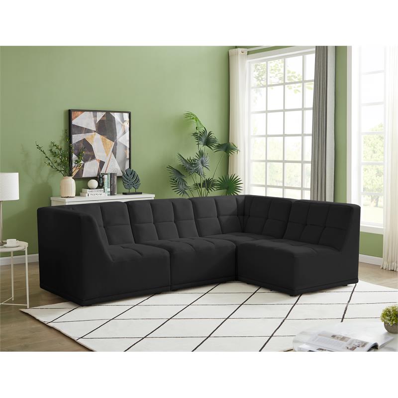 Meridian Furniture Relax Black Velvet Modular Sectional