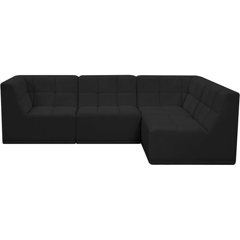 Meridian Furniture Relax Black Velvet Modular Sectional