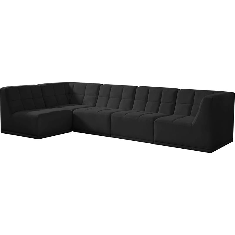 Meridian Furniture Relax Black Velvet Modular Sectional