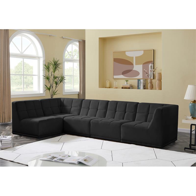 Meridian Furniture Relax Black Velvet Modular Sectional