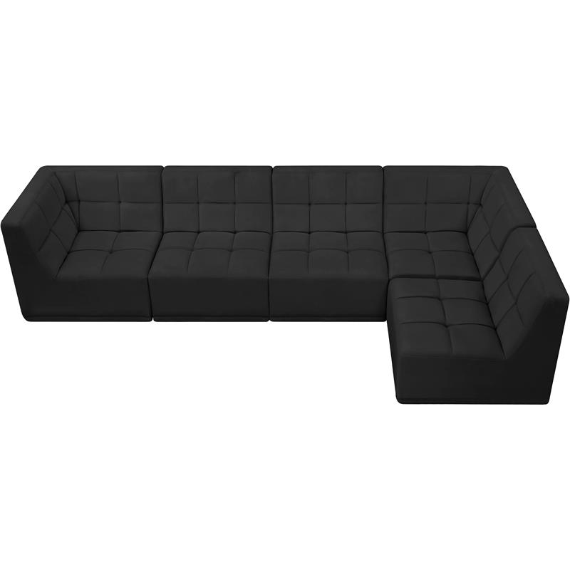Meridian Furniture Relax Black Velvet Modular Sectional