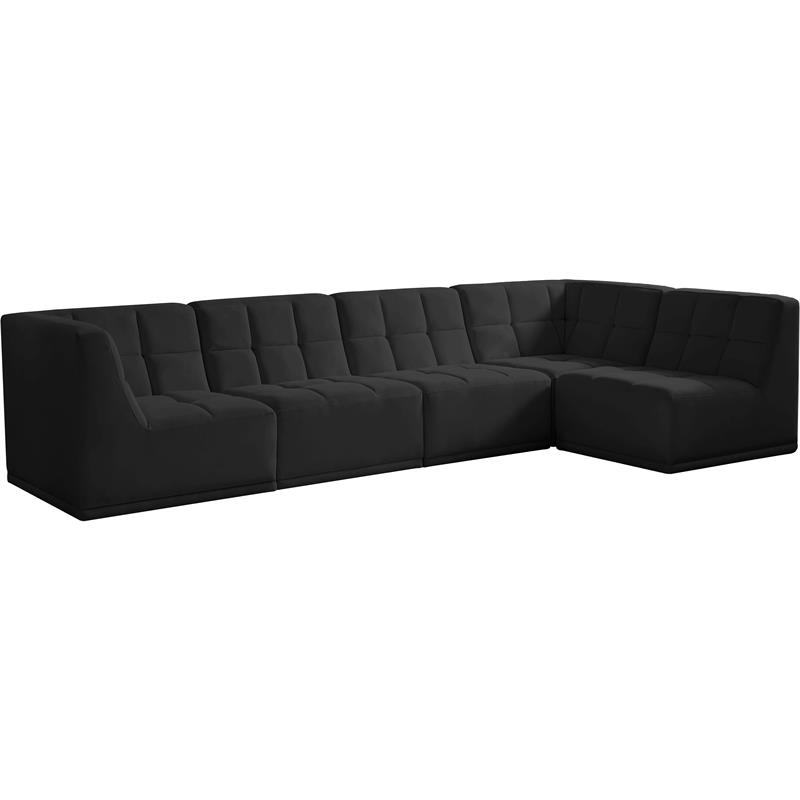 Meridian Furniture Relax Black Velvet Modular Sectional
