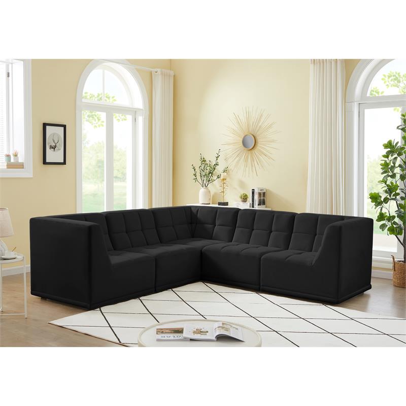 Meridian Furniture Relax Black Velvet Modular Sectional