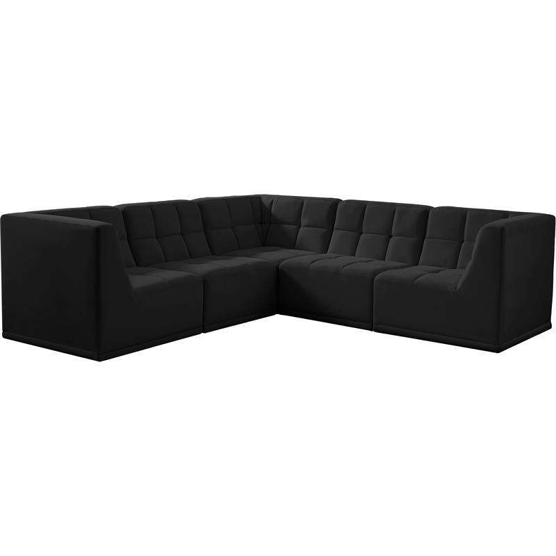 Meridian Furniture Relax Black Velvet Modular Sectional