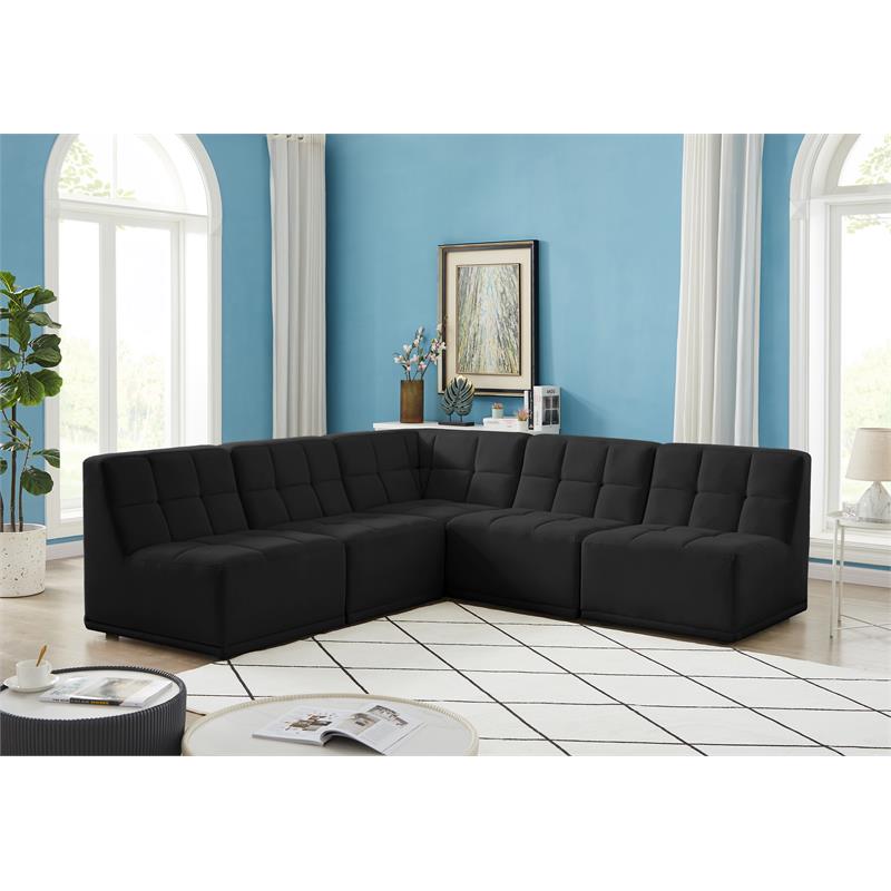 Meridian Furniture Relax Black Velvet Modular Sectional