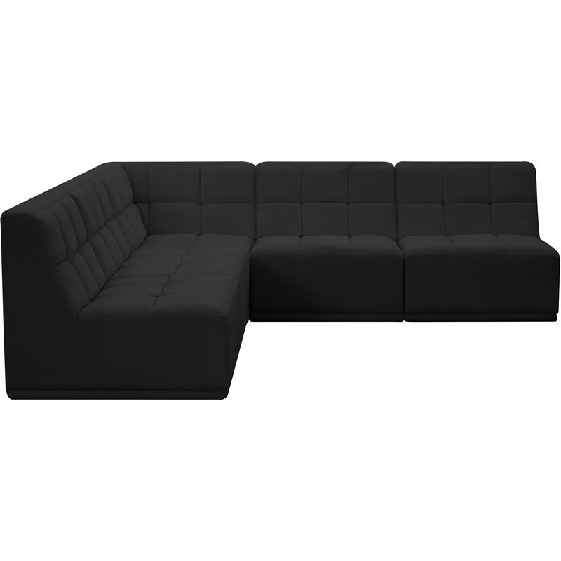 Meridian Furniture Relax Black Velvet Modular Sectional
