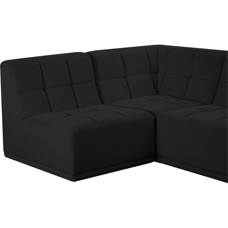 Meridian Furniture Relax Black Velvet Modular Sectional