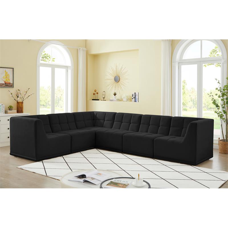 Meridian Furniture Relax Black Velvet Modular Sectional