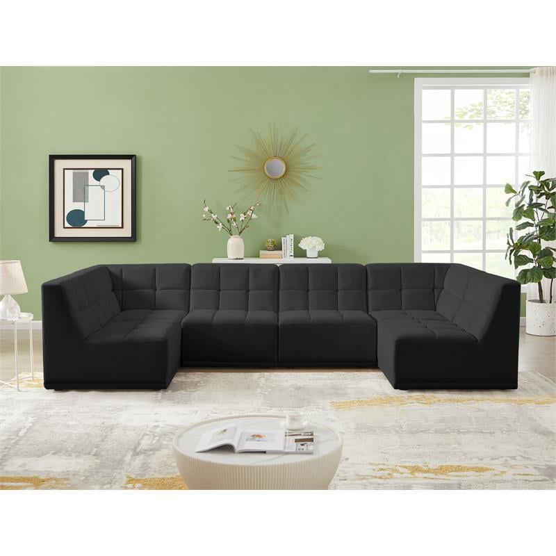 Meridian Furniture Relax Black Velvet Modular Sectional