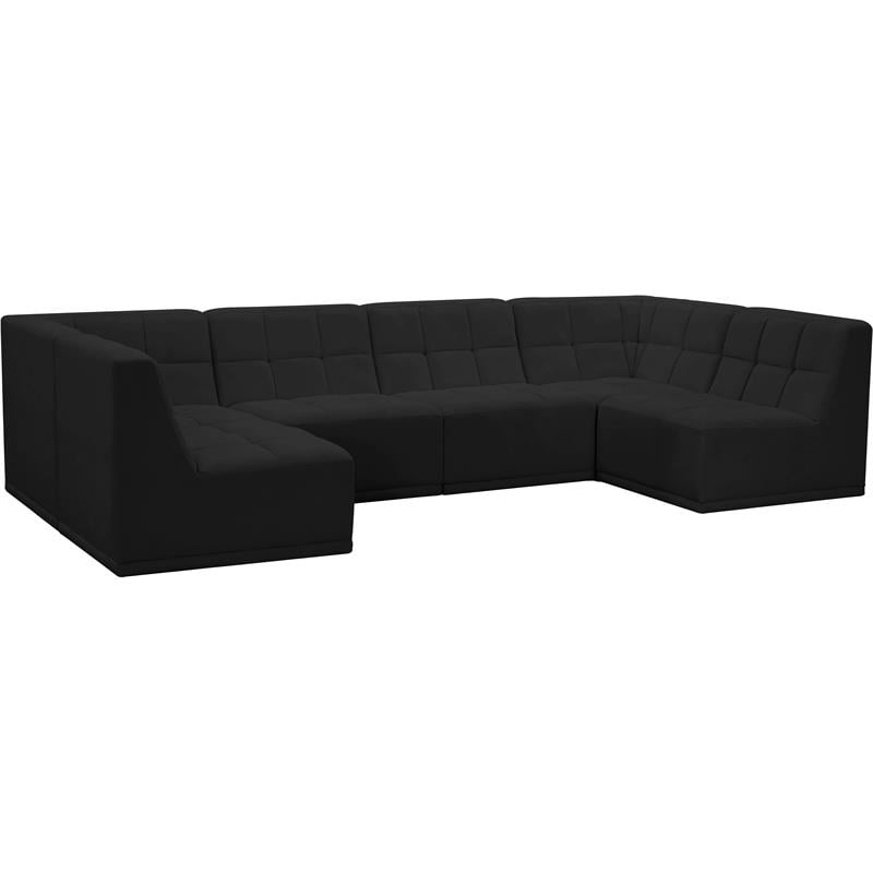 Meridian Furniture Relax Black Velvet Modular Sectional