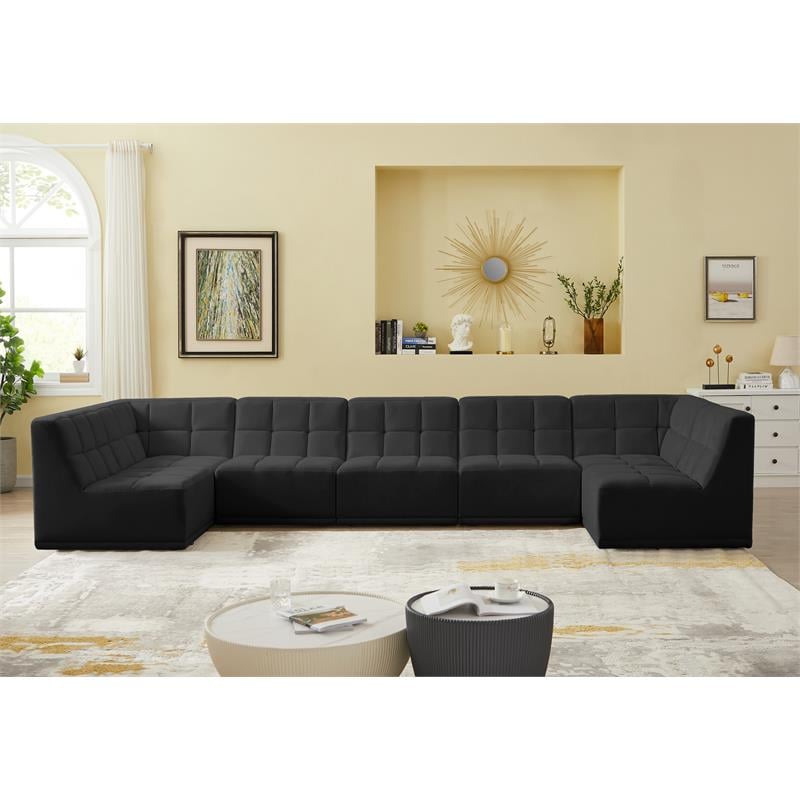 Meridian Furniture Relax Black Velvet Modular Sectional