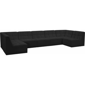 meridian furniture relax black velvet modular sectional