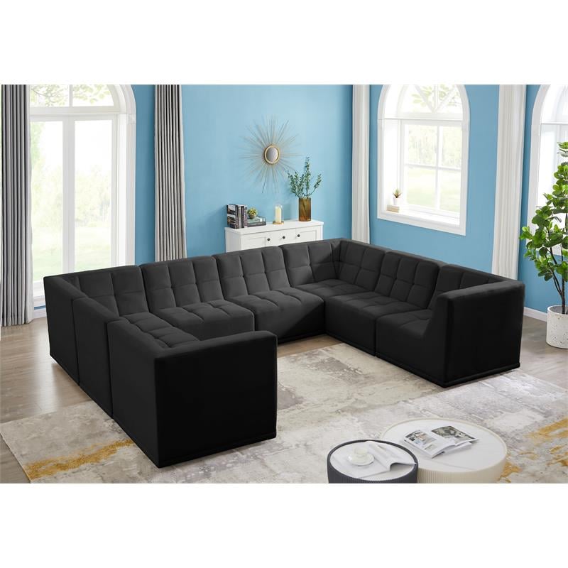 Meridian Furniture Relax Black Velvet Modular Sectional