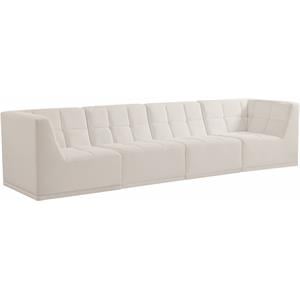 meridian furniture relax cream velvet modular sofa