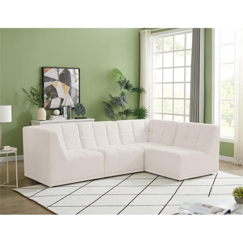 Meridian Furniture Relax Cream Velvet Modular Sectional