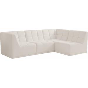 meridian furniture relax cream velvet modular sectional
