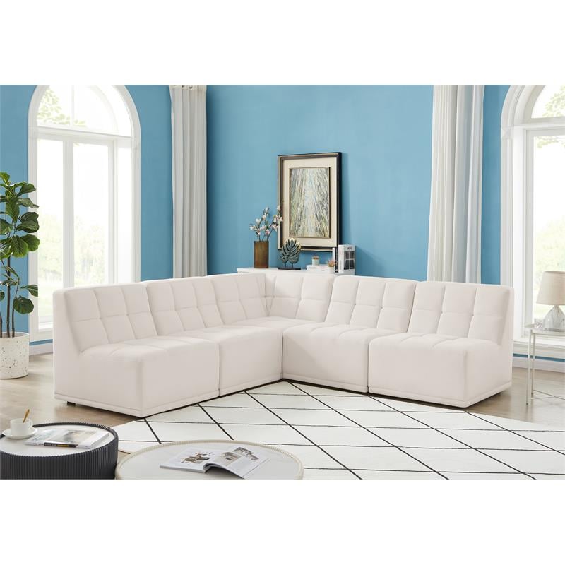 Meridian Furniture Relax Cream Velvet Modular Sectional