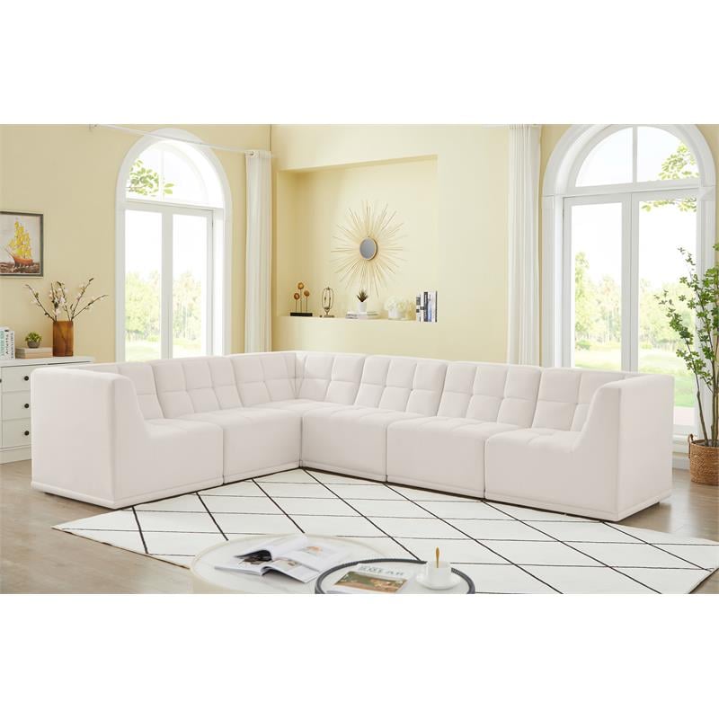 Meridian Furniture Relax Cream Velvet Modular Sectional