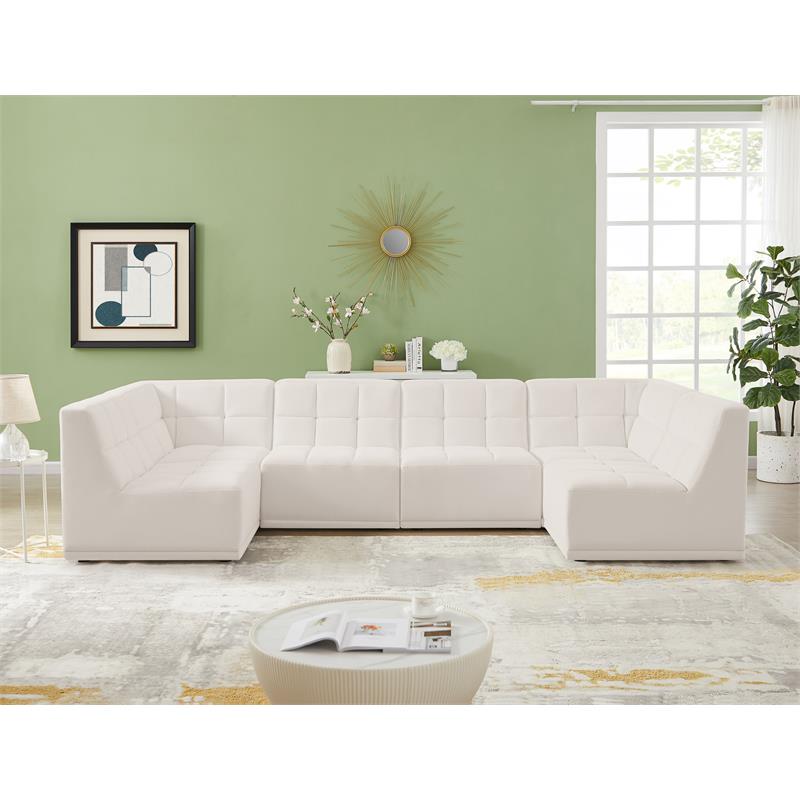Meridian Furniture Relax Cream Velvet Modular Sectional