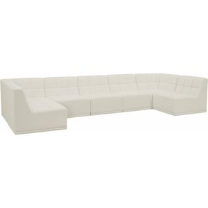 meridian furniture relax cream velvet modular sectional