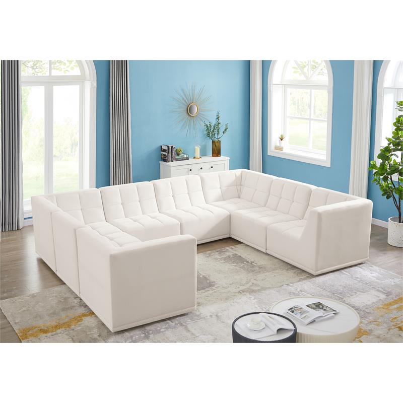 Meridian Furniture Relax Cream Velvet Modular Sectional